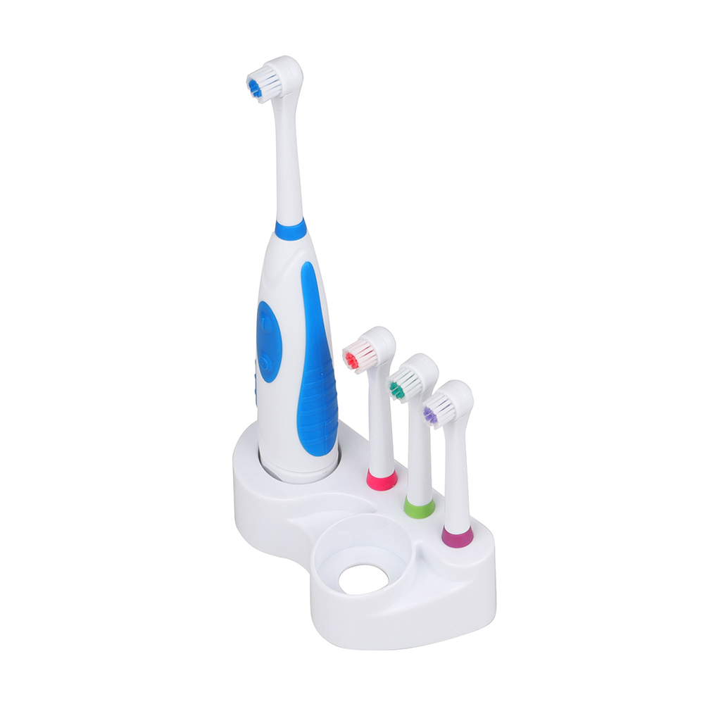 KHET004-3 Electric Battery Toothbrush With Three Spare Heads Dupont Perfect For Teeth Whitening And Cleaning Family Kit