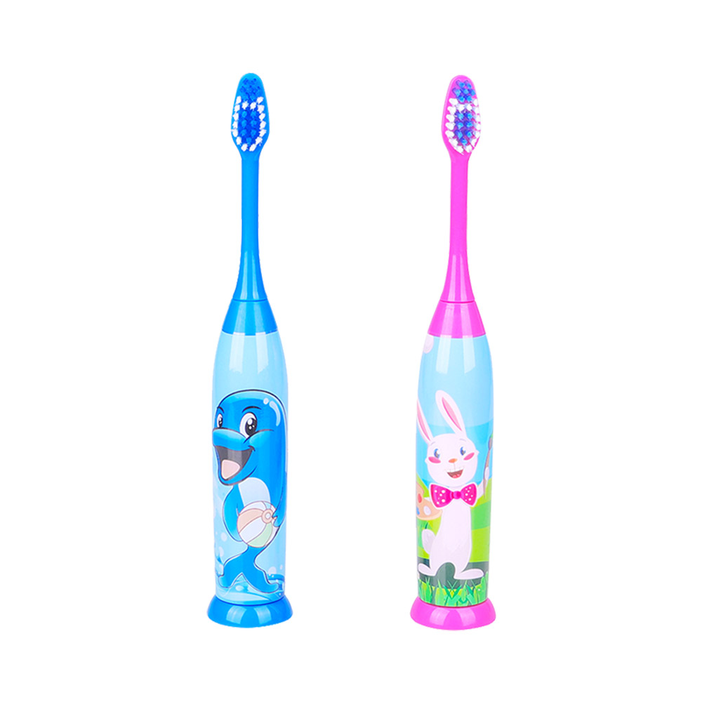 KHET011-F Sonic Electronic Toothbrush With Replaceable Extra Soft Brush Head Cartoon Modeling Design For Child