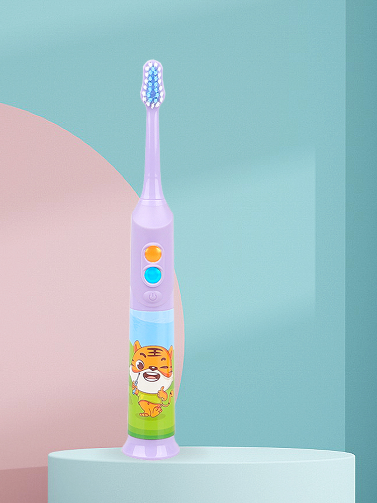 KHET016A Flashing Sonic Electric Toothbrush With Timer And LED Lights IPX5 Waterproof Cartoon Modeling Design For Kids